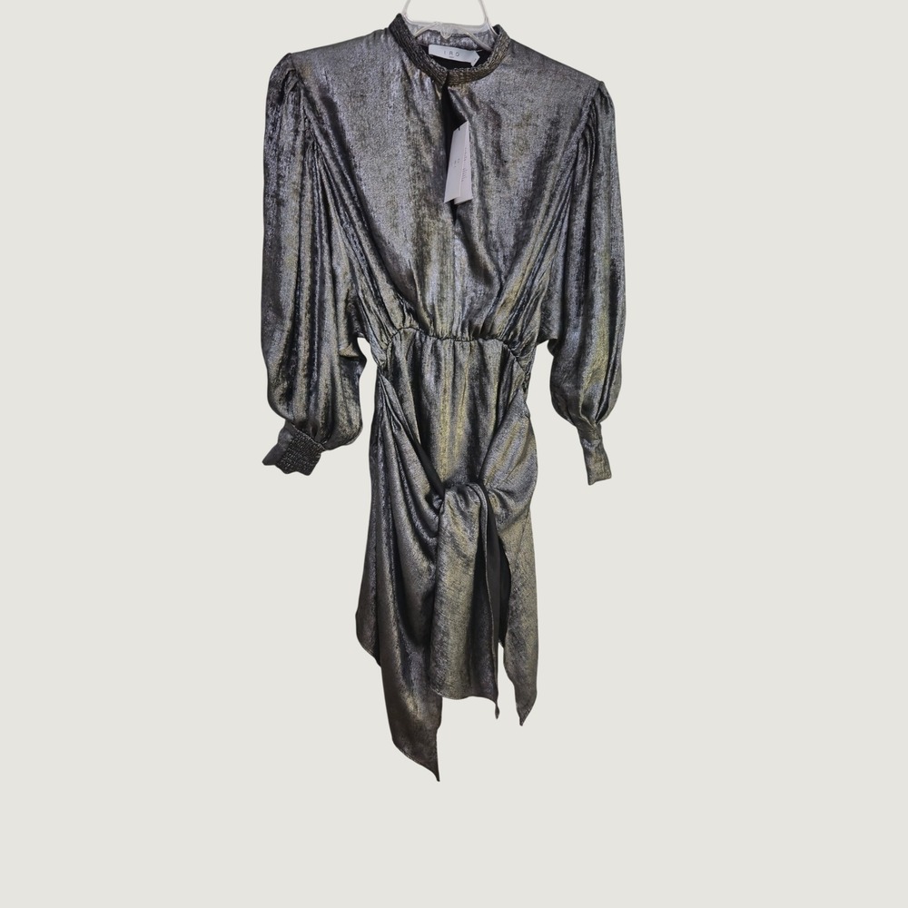 IRO Claribel Dress Size 34 (UK 6 / US 0 / XS) Metallic Silver Mini Disco New